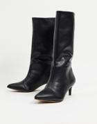 Asos Design Roberts Pull On Mid-heeled Boots In Black