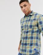 Jack & Jones Originals Checked Long Sleeve Shirt In Yellow - Yellow