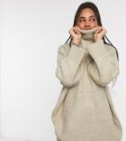 Collusion Oversized Rib Sweater Dress In Camel-neutral