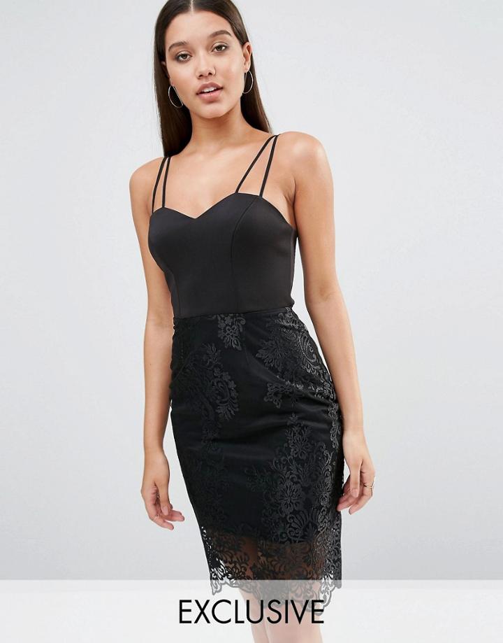 Lipsy Lace Bottom Cami Dress - Black