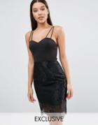 Lipsy Lace Bottom Cami Dress - Black
