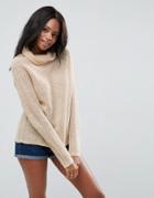 Brave Soul Roll Neck Sweater - Pink