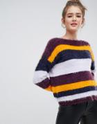 Only Fluffy Multicoloured Stripe Sweater - Multi