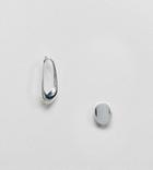 Asos Sterling Silver Mismatch Fluid Oval And Stud Earrings - Silver
