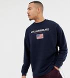 Asos Design Tall Oversized Sweatshirt With City Print - Navy