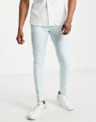 Asos Design Smart Linen Mix Super Skinny Pants In Mint Prince Of Wales Check-green