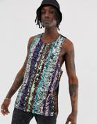 Urban Threads Festival Rainbow Sequin Tank-multi