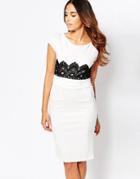 Jessica Wright Ivy Pencil Dress With Crochet Detail - White