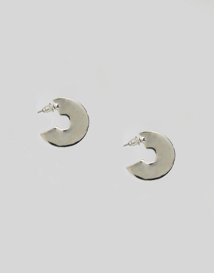 Asos Flat Hoop Earrings - Silver