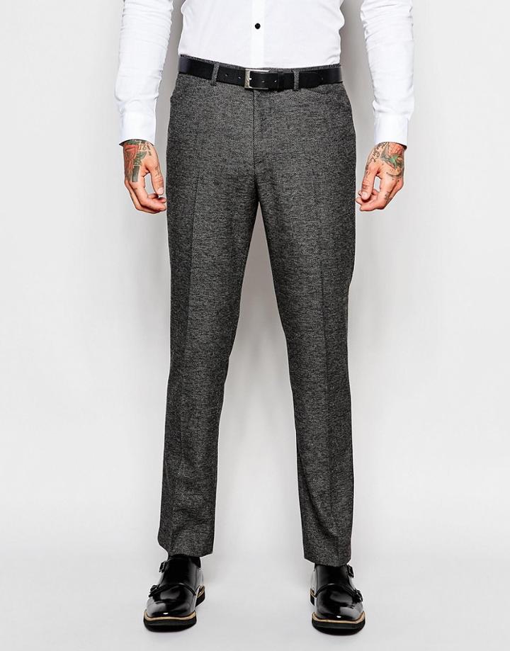 Asos Slim Fit Suit Pants In Birdseye - Black