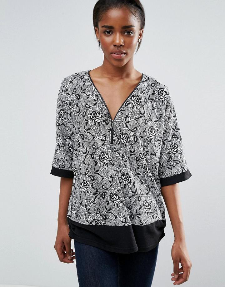 Pussycat London Printed Blouse - Black