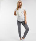 Asos Design Maternity Tall Over The Bump Legging In Marl-gray