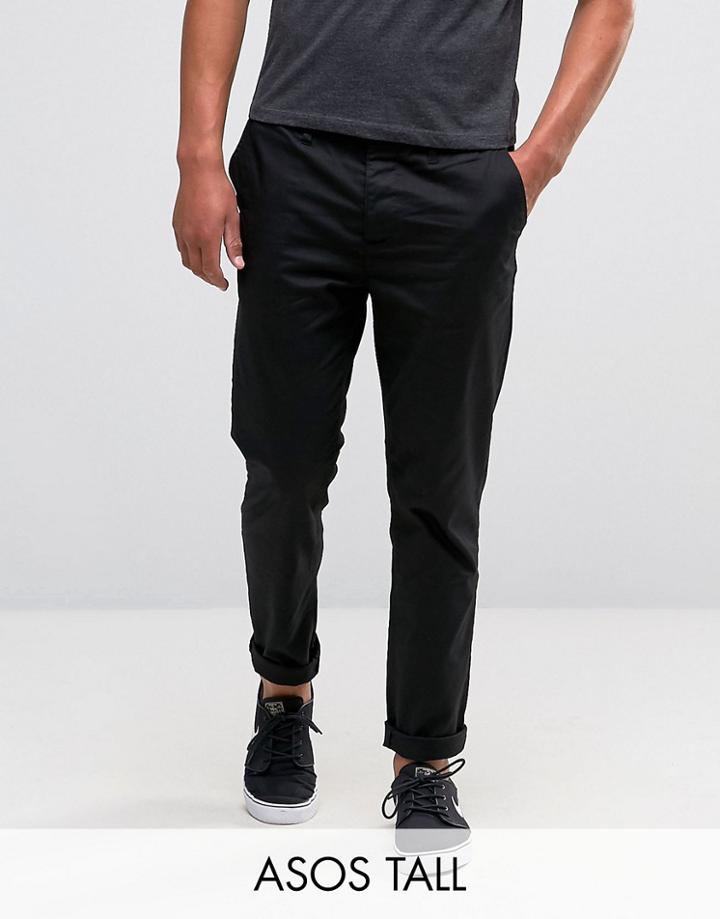 Asos Tall Slim Chinos In Black - Black