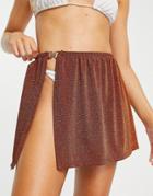 River Island Glitter Beach Mini Skirt In Copper