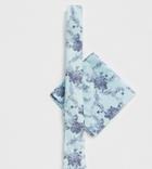 Asos Design Wedding Slim Tie & Pocket Square In Mint Floral