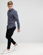 Moss London Skinny Smart Shirt In Stripe - Navy