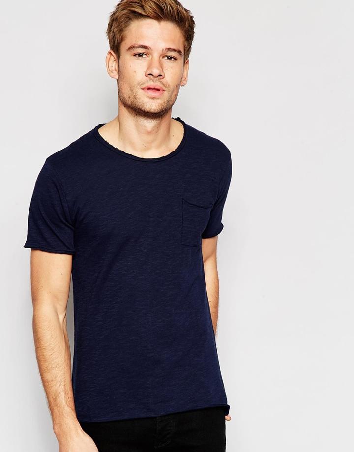Selected Homme Scoop Neck T-shirt - Navy