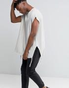 Asos Super Oversized T-shirt In Waffle With Hanging Ties - Beige