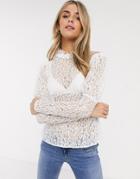 Ghost Lecie Lace Top With Puff Sleeve-cream