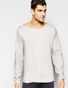 Asos Sweatshirt Wih Raw Edges & Acid Wash In Light Grey - Gray