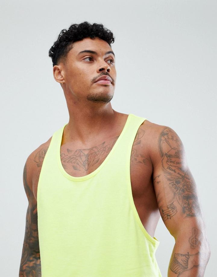 Asos Design Tank With Extreme Racer Back In Neon Yellow - Yellow