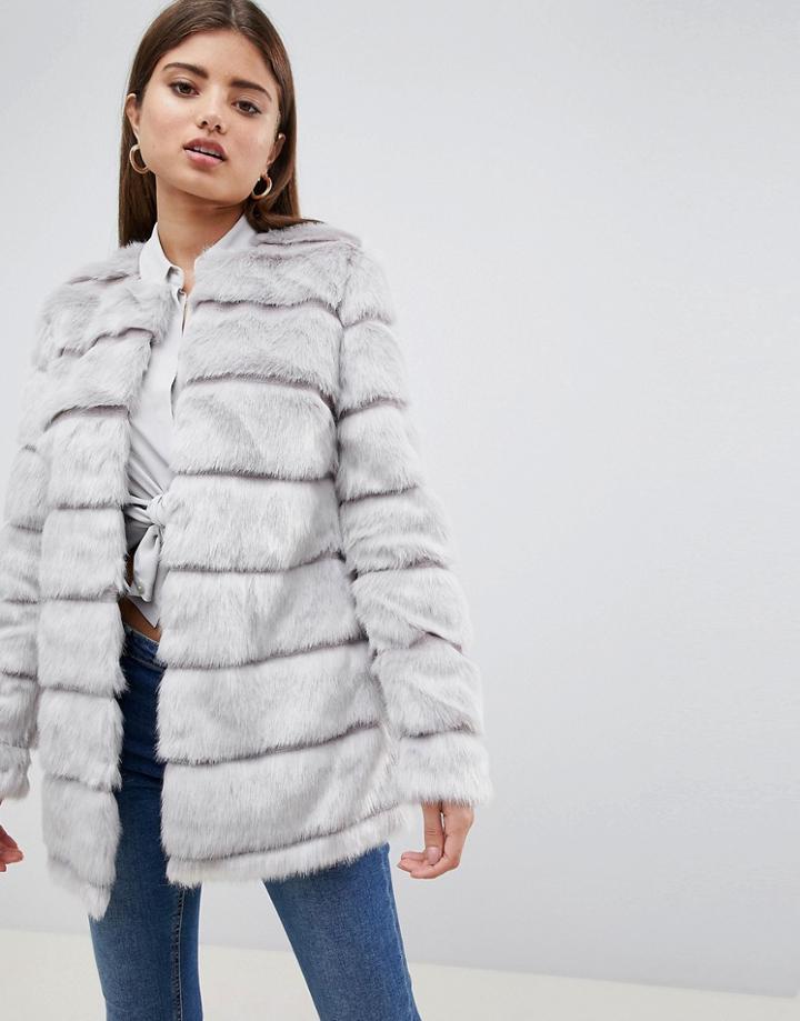Lipsy Faxu Fur Jacket - Gray