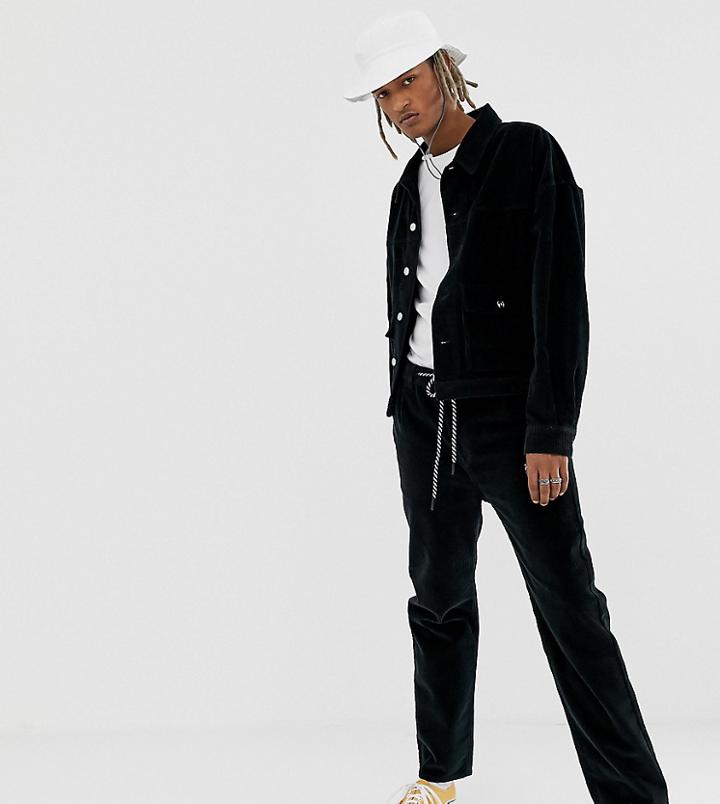 Crooked Tongues Straight Fit Cord Pants In Washed Black - Black