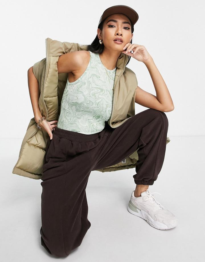 Envii Jersey Stretch Tank Top In Green Marble - Part Of A Set