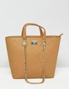 Marc B Shopper With Grab Handle And Chain Shoulder Strap - Tan