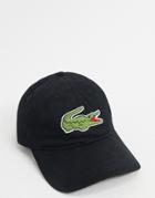 Lacoste Baseball Cap With Large Croc In Black