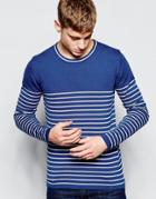 Solid Breton Stripe Knitted Sweater - Blue