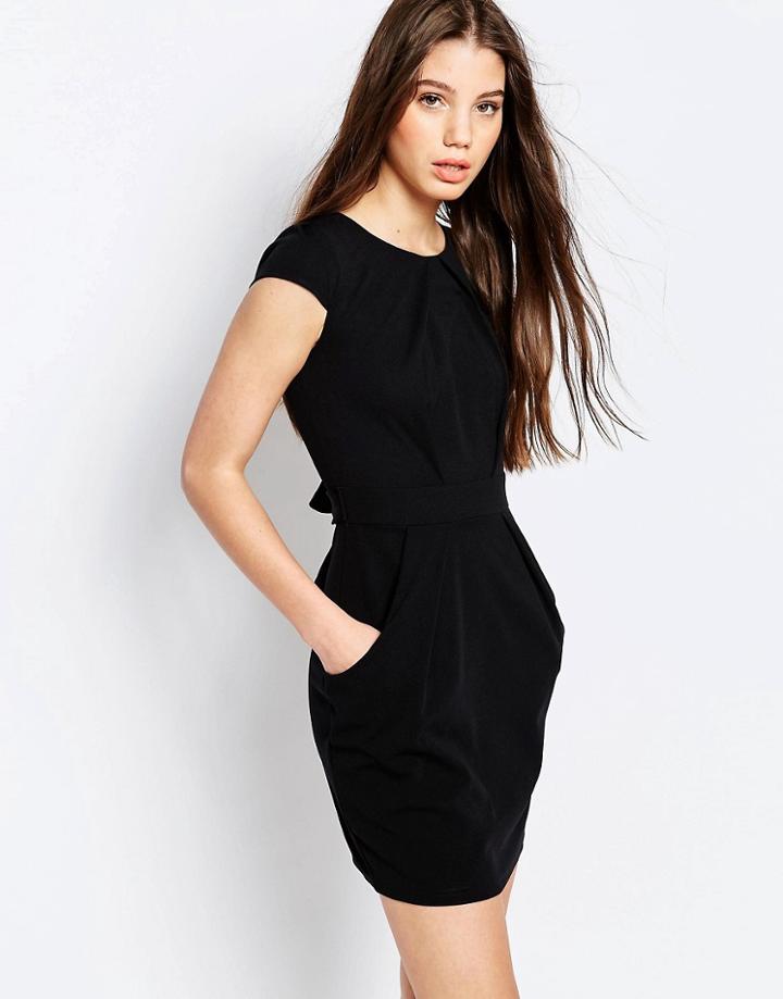 Qed London Structured Pencil Dress - Black