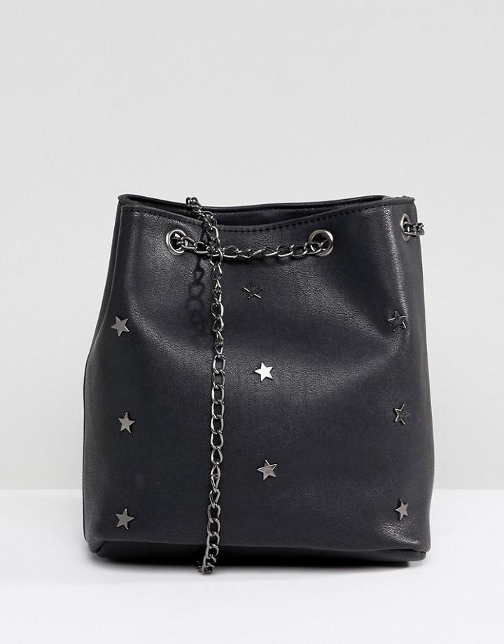 Yoki Fashion Bucket Bag With Star Studs - Black