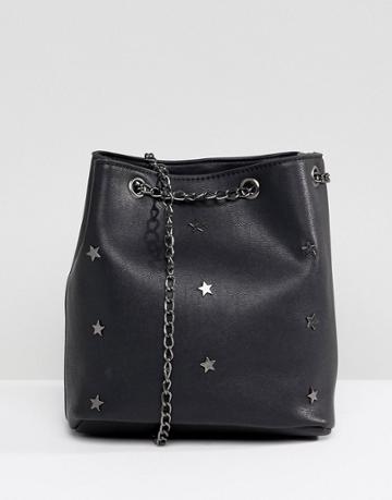 Yoki Fashion Bucket Bag With Star Studs - Black