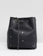 Yoki Fashion Bucket Bag With Star Studs - Black