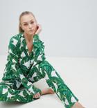 Asos Tall Banana Leaf 100% Modal Traditional Shirt & Pants Pyjama Set - Multi