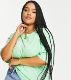 River Island Plus Beverley Hills Slogan Oversized T-shirt In Bright Green