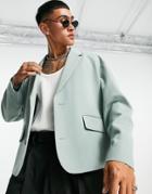 Asos Design Boxy Suit Jacket In Green