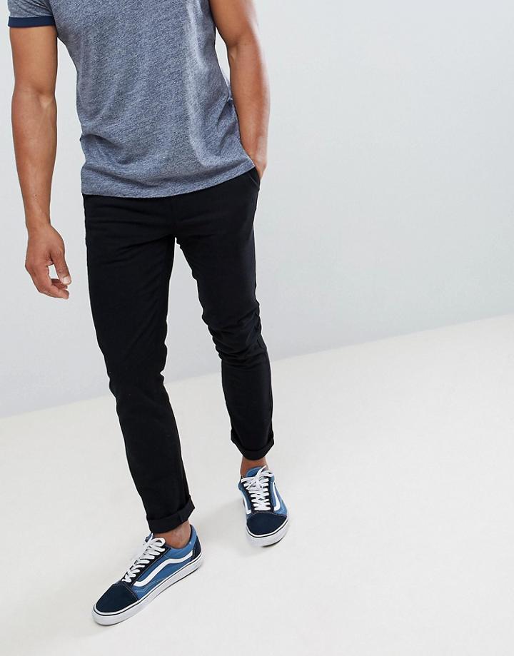 Burton Menswear Skinny Fit Chino In Black - Black