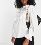 River Island Maternity Broderie Ruffle Detail Blouse In White