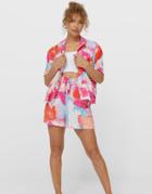 Stradivarius Boxy Shirt In Bright Graphic Print-multi
