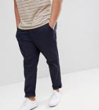 Asos Design Plus Tapered Chinos In Navy - Navy