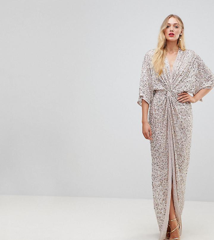 Asos Tall Sequin Kimono Maxi Dress - Pink