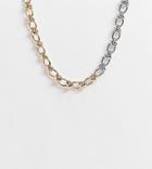 Asos Design Curve Necklace With T Bar And Knotted Chain In Mixed Tone-multi