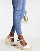 Truffle Collection Studded Strap Espadrilles In White