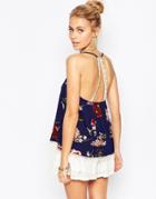 Surf Gypsy Crochet Back Beach Top - Navy Mix