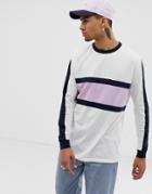 Asos Design Organic Relaxed Longline Long Sleeve T-shirt With Body And Sleeve Color Block In White - White