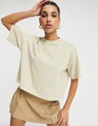 Reebok Natural Dye Central Logo Cropped T-shirt In Beige-neutral