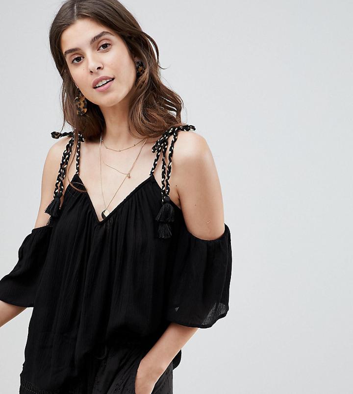 River Island Cold Shoulder Blouse - Black