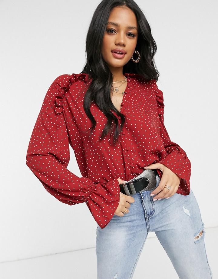 In The Style X Jac Jossa Blouse With Balloon Sleeve In Spot Print-multi